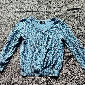 H&M divided blue leopard cardigan